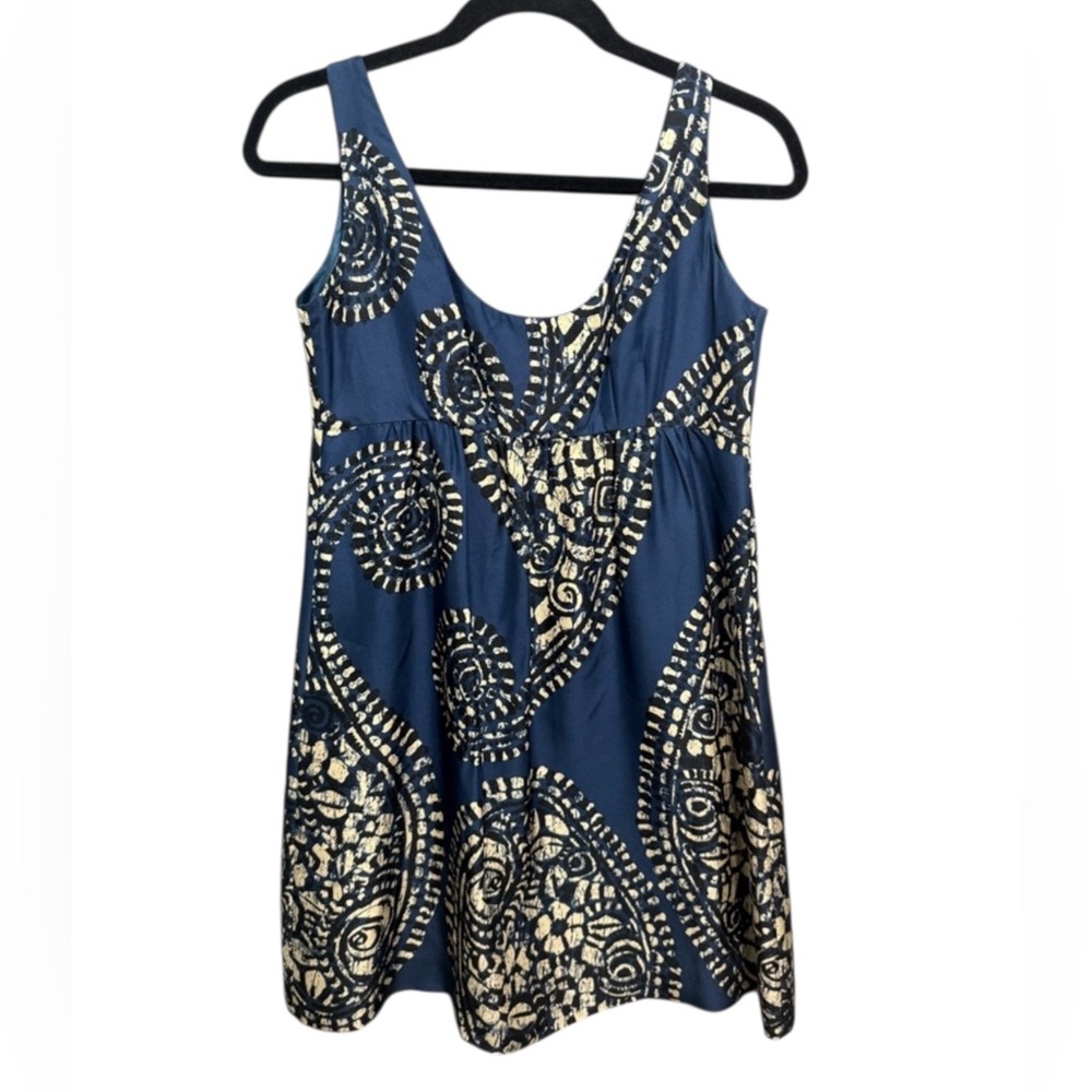 MICHAEL Michael Kors Silk Babydoll Dress in Blue and White‎ Paisley, Size 2